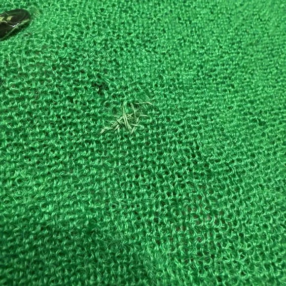 Vintage 70s Mohair Cardigan Sweater Green Medium